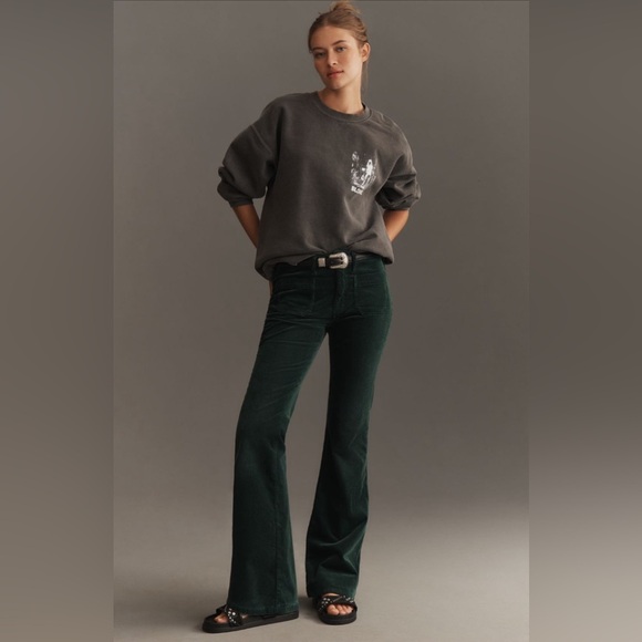 NWT! Anthro Green The Icon Corduroy Flare Jeans by Pilcro:...